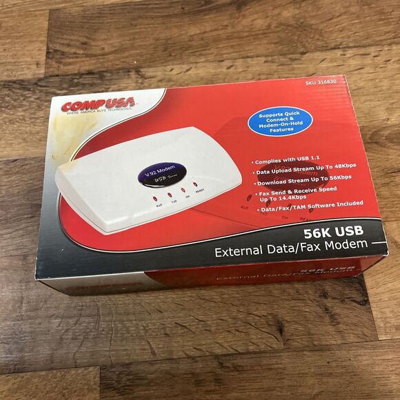 CompUSA V.92 56 Kbps Modem - USB Series - Picture 1 of 7